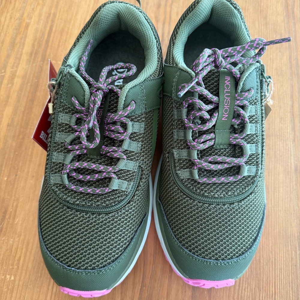 Billy Inclusion Women's Green and Pink Sneakers. Size 9W.